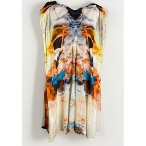 Ame Soeur Berlin Silk Blend Midi Dress Avant Garde Artwear Shift Tunic Sz 6